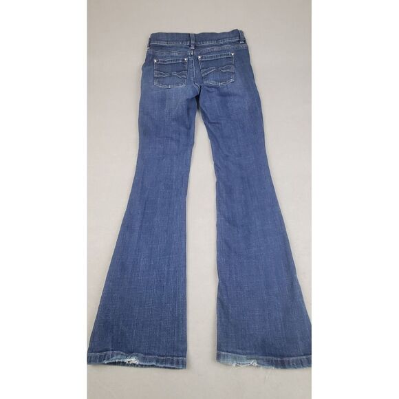 White House Black Market Jeans 26 Blue Flare Noir Stretch Dark‎ Wash - Picture 2 of 11